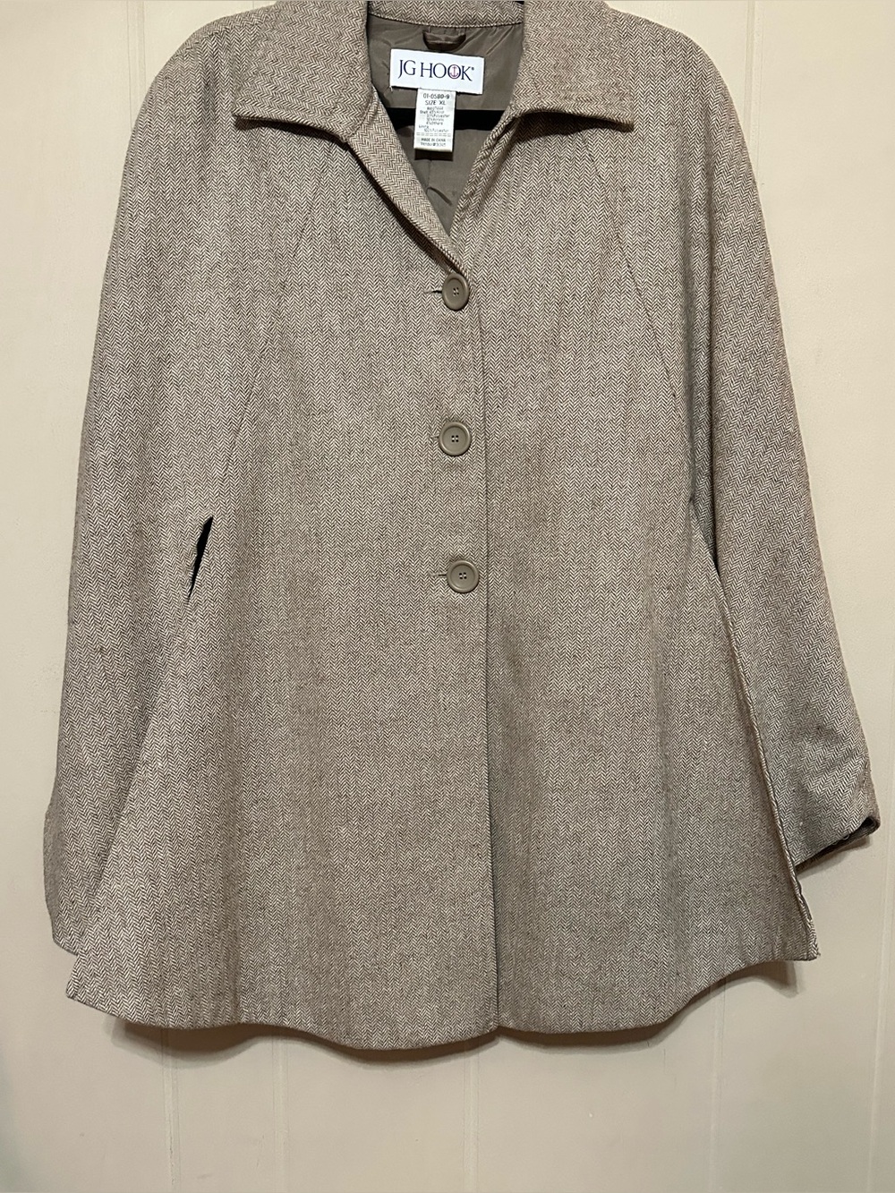 Vintage JG Hook Cape Style Wool Coat XL